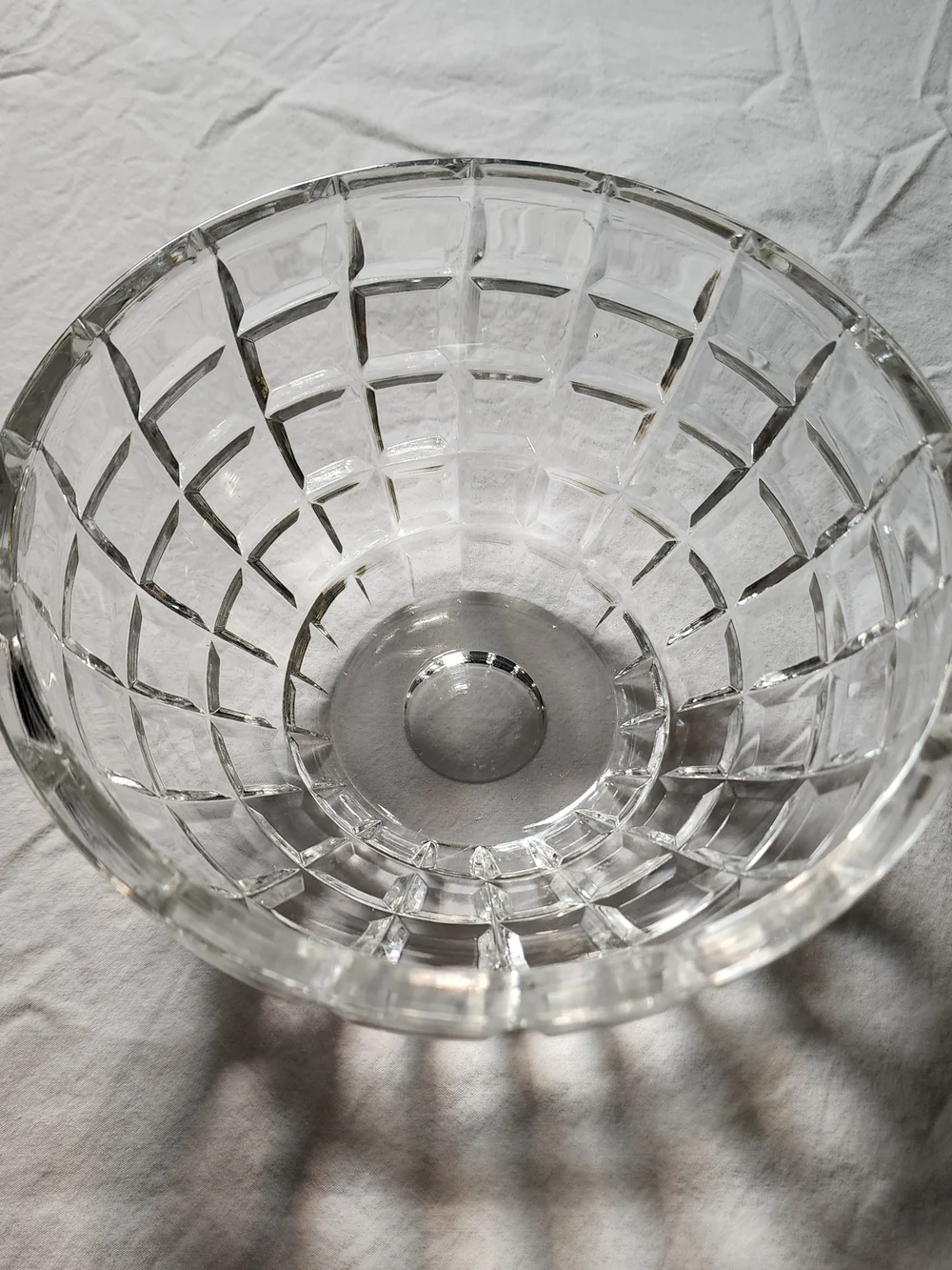 Cut Crystal Glass Serving Bowl - Clear